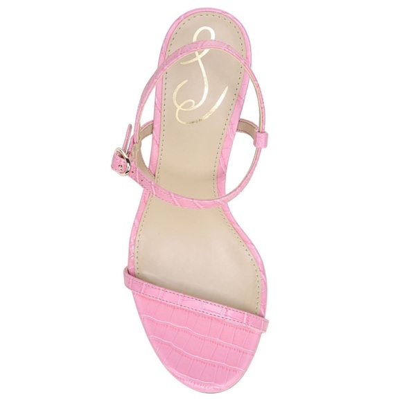 SAM EDELMAN Heels Doran Strappy Sandal Pink Confetti Croc Embossed NIB - Picture 5 of 14